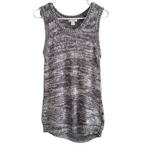 Saint Tropez West Sleeveless Tank Sweater Chunky Knit Gray Women's L